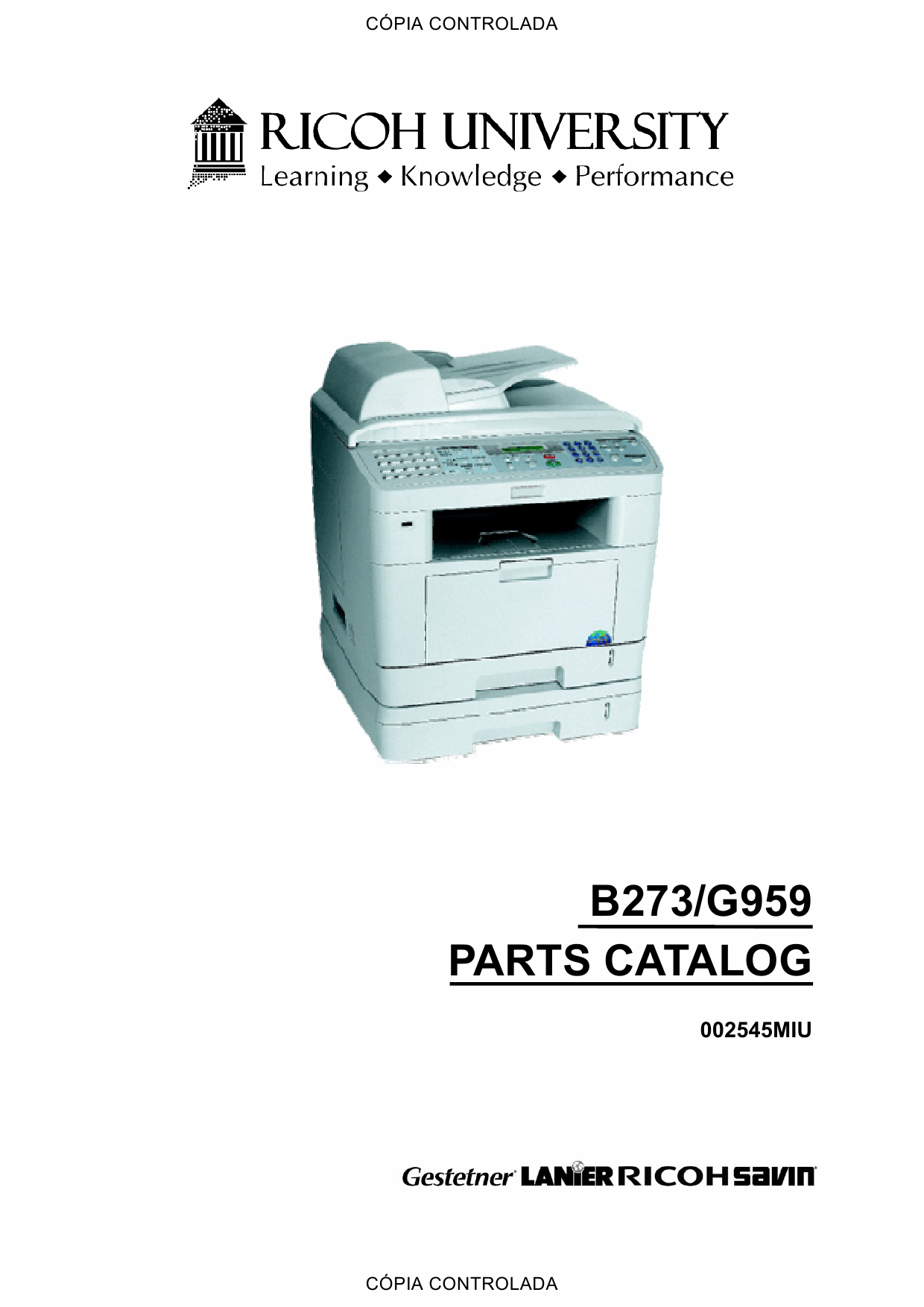 RICOH Aficio AC205 AC205L B273 G959 Parts Catalog-1